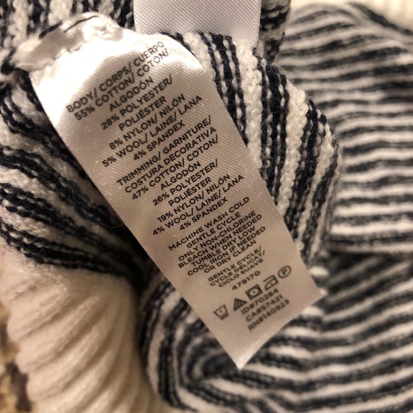 Ann Taylor LOFT Wool Blend White Black Stripe Sweater Tunic Small - Picture 6 of 7